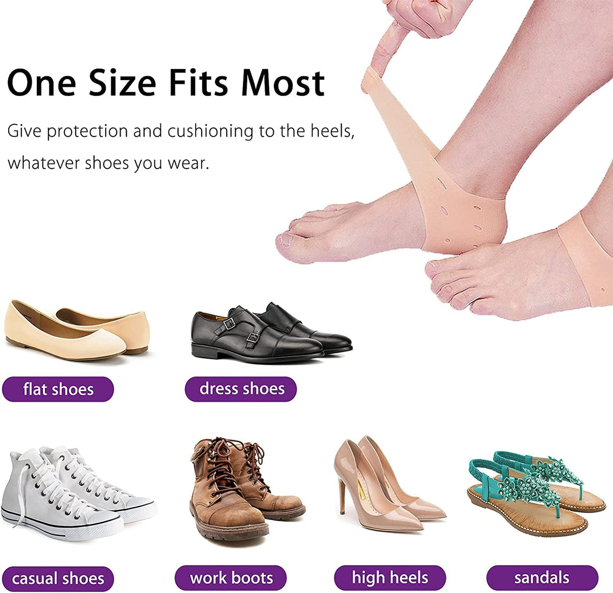 Insole For Shoes Men Height Increase Insole With Gel Heel Pad For Heel Pain Silicon Heel Pad For Women Pain Relief Silicon Heel Pad For Women For Men Ankle Supp