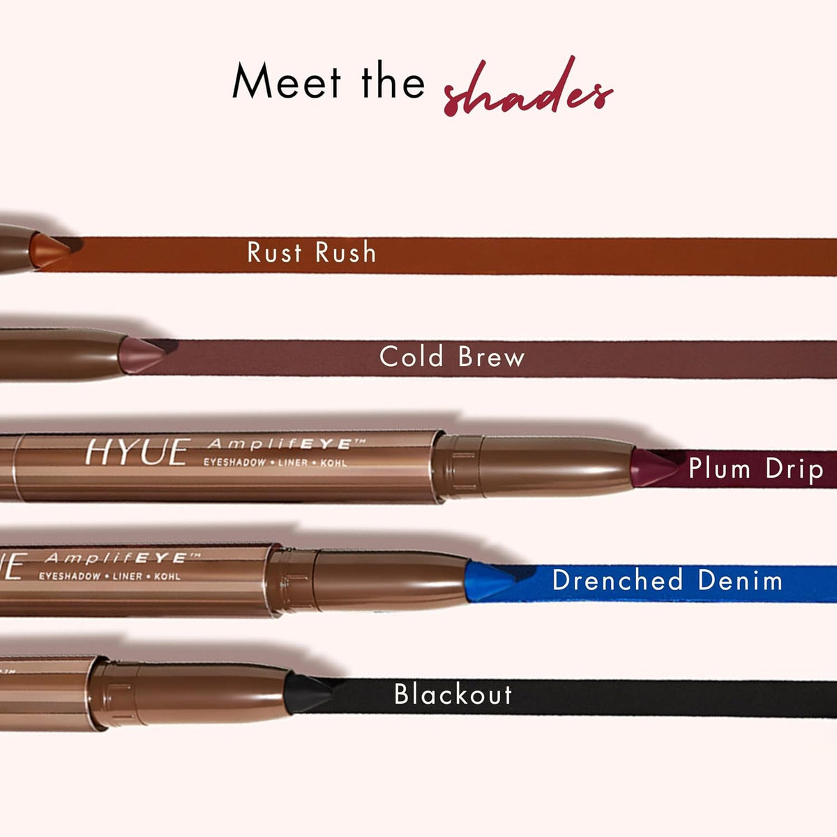 HYUE AmplifEYE™ 3-in-1 EYE Crayon | Eyeshadow - Liner - Kohl | Cold Brew | Creamy Multi-Use Stick with in-built Sharpener and Smudger | High-Pigment Formula wit