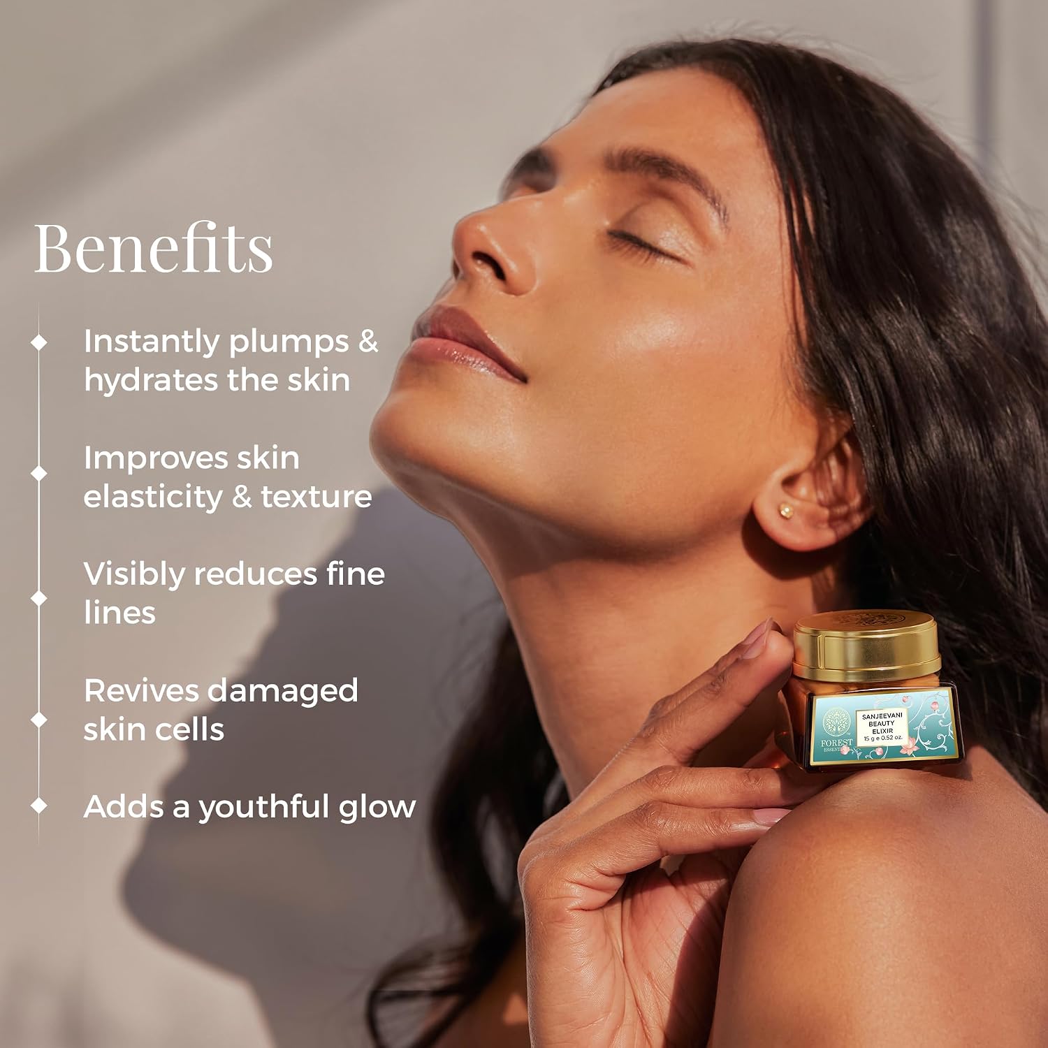 Forest Essentials Sanjeevani Beauty Elixir | Ayurvedic Rejuvenating Day Cream with Sanjeevani Influsion & Hyaluronic Acid | Lightweight Pre-Moisturiser for Radiant, Hydrated Skin