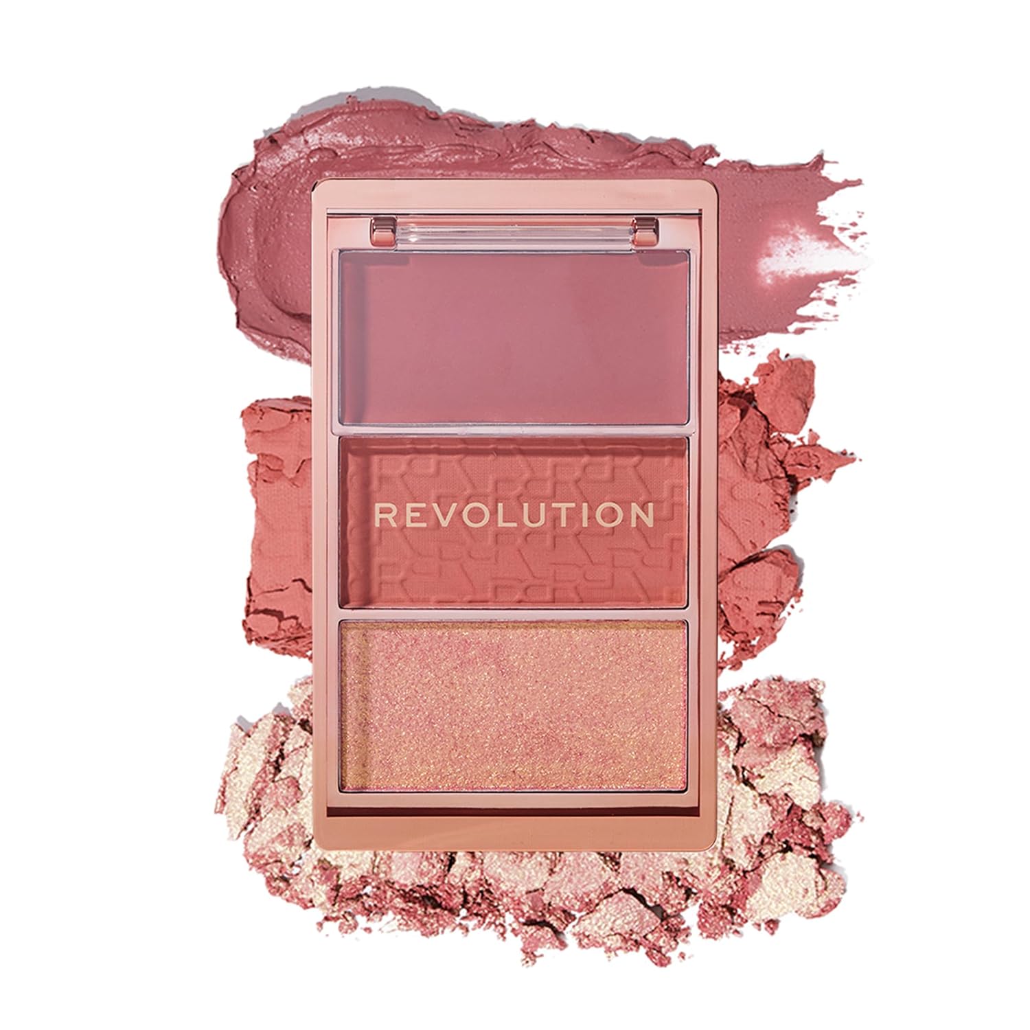 Revolution Blush Icon Palette- Aura Points Rose | Cream‑Matte‑Shimmer Trio with Hyaluronic Hydration | Highly Pigmented & Buildable | Long‑Lasting Flush for Indian Skin Tones- 9.8g