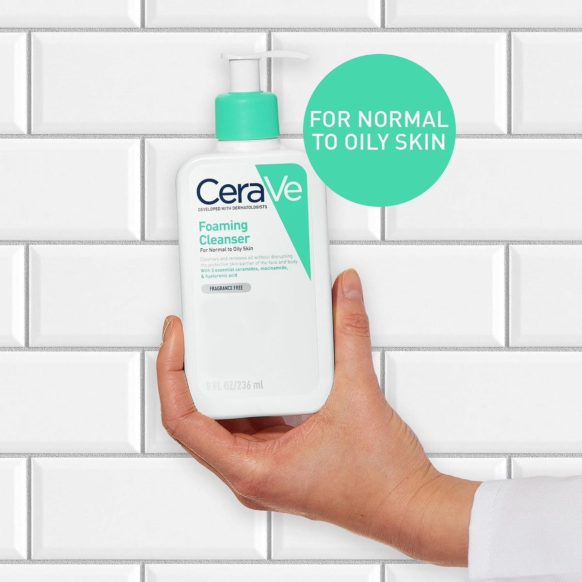 CeraVe AM Facial Moisturizer (52ml) SPF 50 and Foaming Cleanser (88ml) for Normal to Oily Skin Non-Comedogenic