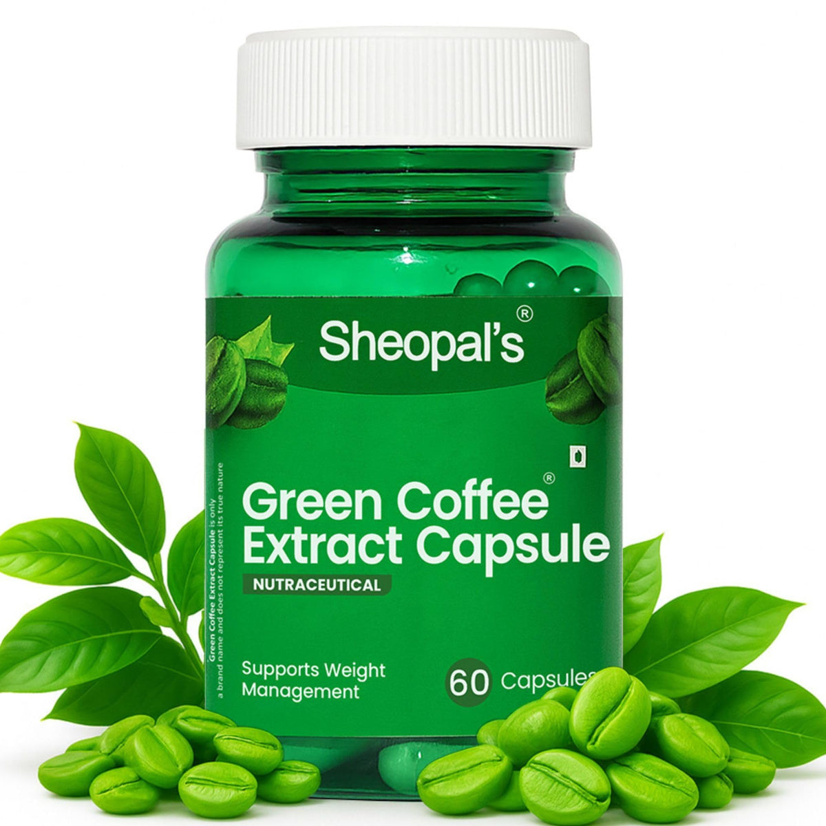 Sheopals Green Coffee Extract Capsules | Natural Fat Burner Supplement | Supports Weight Management & Metabolism | Fat Burner for Weight Loss Products Supplemen