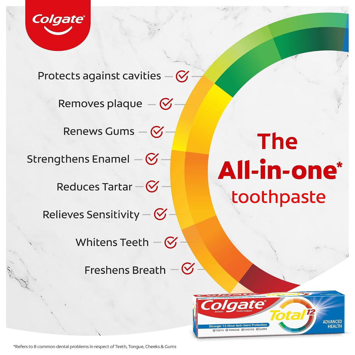 Colgate Total Whole Mouth Health, Antibacterial Cavity Protection Toothpaste, 120gm + 120gm (Advanced Health, Saver Pack)