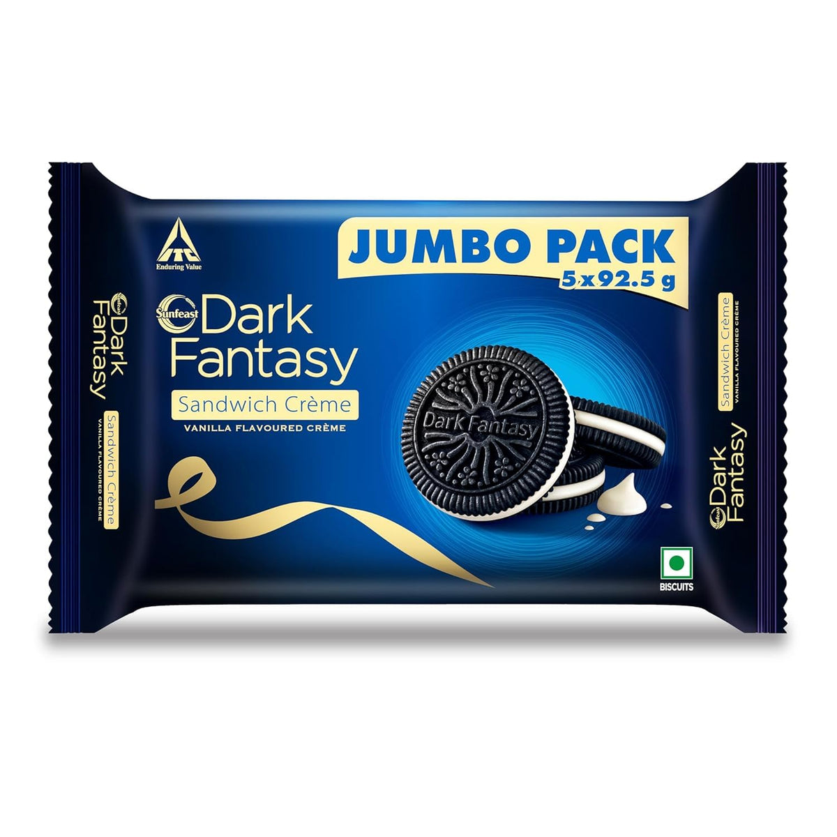 Sunfeast Dark Fantasy Sandwich Crème Biscuit, Vanilla, 462.5 gm Vanilla 462.5 g
