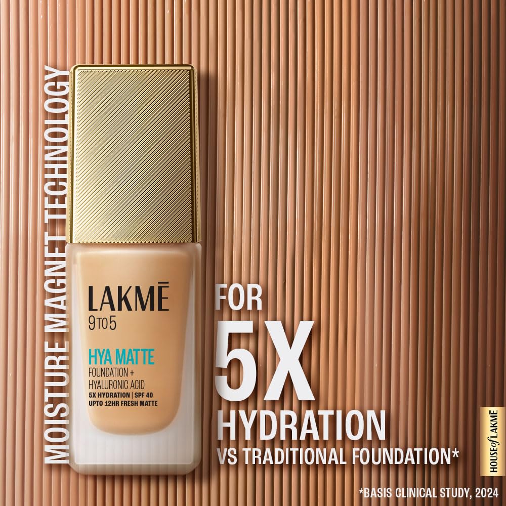 Lakme 9to5 Hya Matte Foundation + Hyaluronic Acid Cool Tan - 25ml