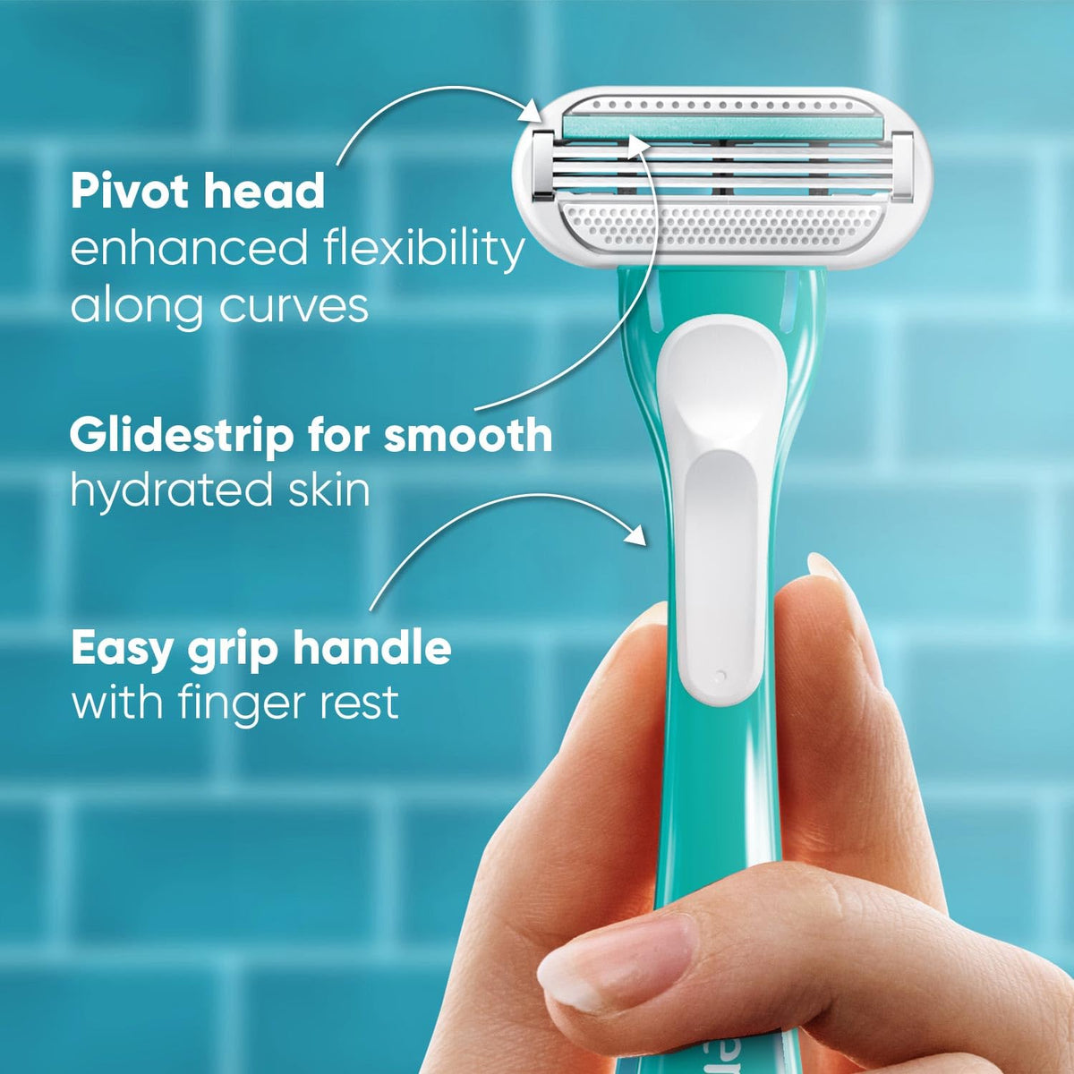 Gillette Venus Women's Venus Skin Love with Skin Essence Razor for Hair Removal - Green, Pack of 3 Green 1 count (Pack of 3) Flexible,Disposable Razor
