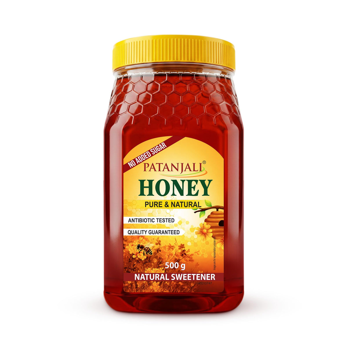 Patanjali Pure Natural Honey 500g - No Added Sugar Raw Natural Bee Madhu Honey | No Artificial Colour | Ideal for Eating Cooking & Daily Wellness Use 500 g (Pac