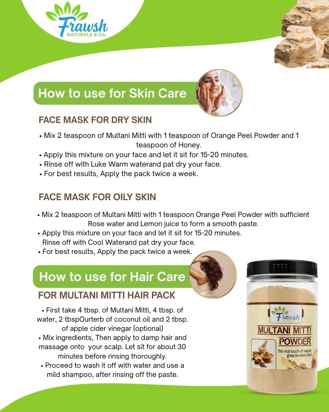 Naturals Multani Mitti Powder | Pure Fuller’s Earth for Face Pack & Hair Pack | Natural Herbal Face Pack for Oily Skin, Acne & Oil Control-350g