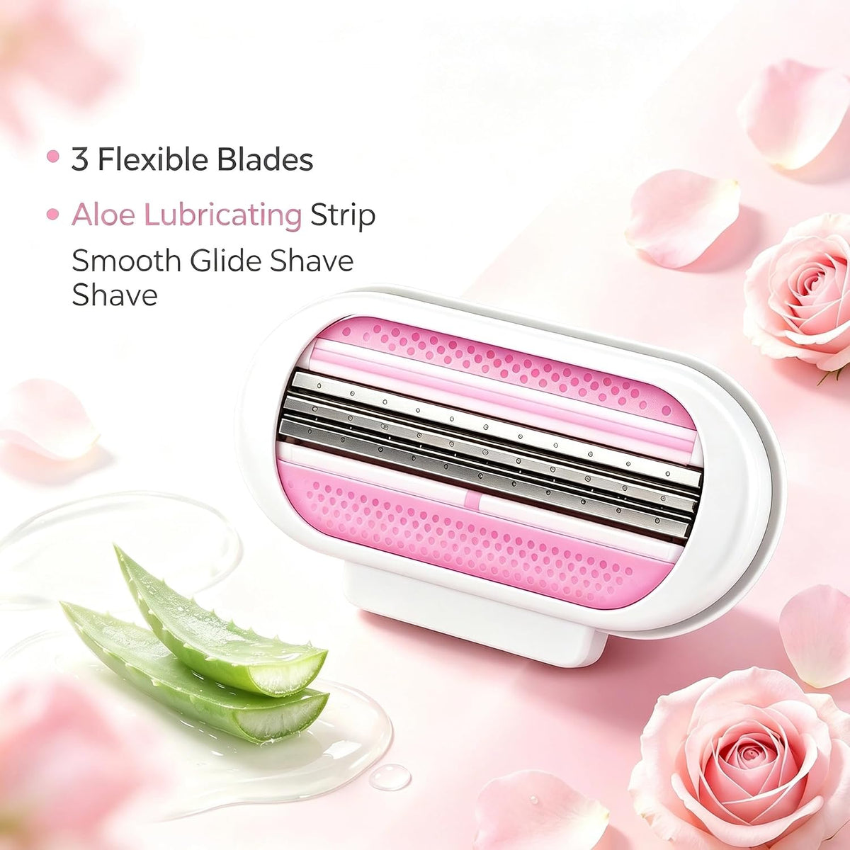 Compatible with Gillette Venus, Replacement Razor Blades, Gillette Womens Razor Refill, Venus Razor for Women Refills, 3‑Flexible‑Blade Aloe Lubricating Cartrid
