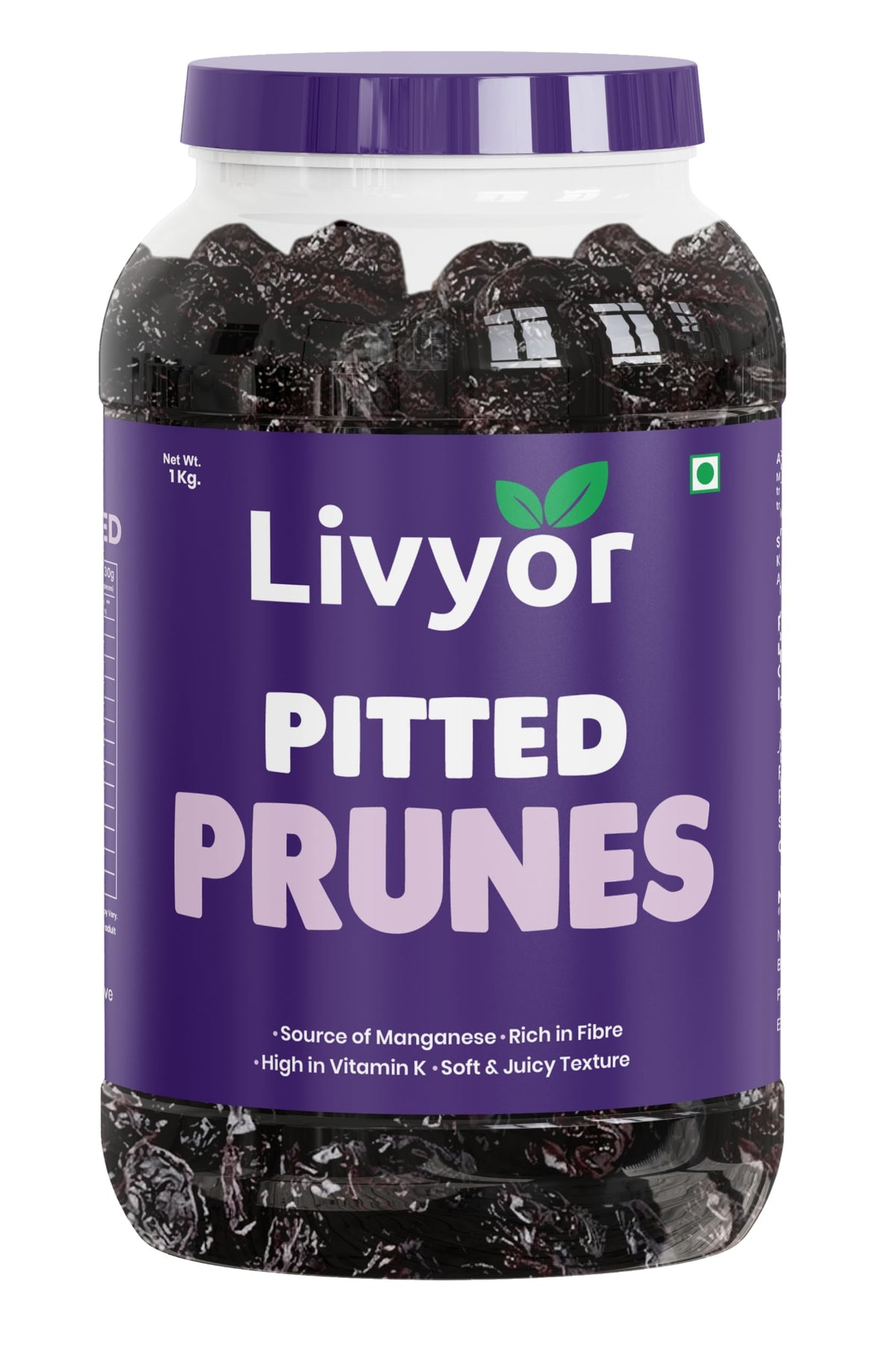 Livyor Premium Pitted Prunes for eating - 1kg | Healthy Snack | Seedless | Dried Plums | Source of Fibre | High in Vitamins | Rich in Pottasium | Pack of 1