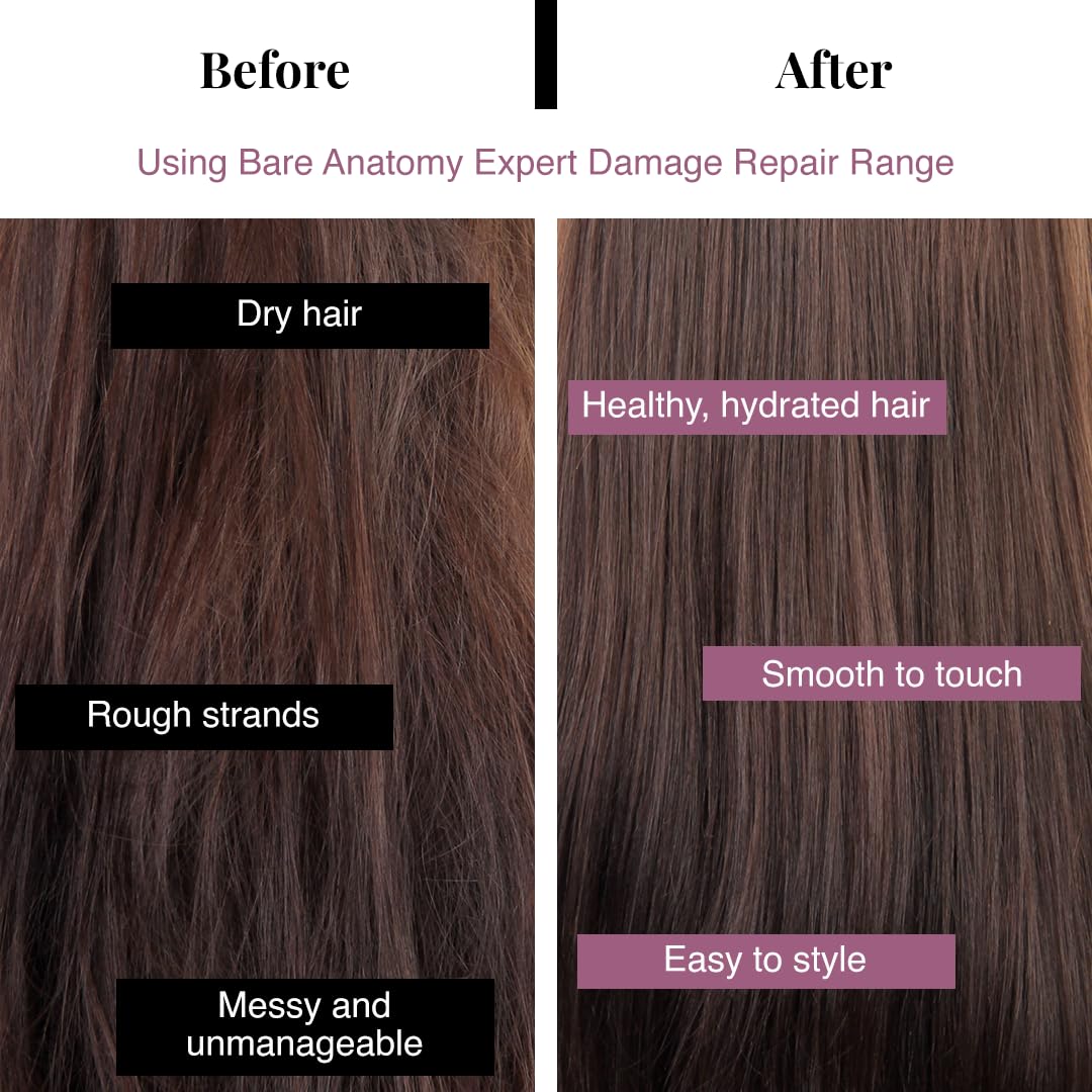 Bare Anatomy Ultra Smoothing Shampoo & Hair Mask Combo | Dry & Frizzy Hair | Carbohydrate Complex & Niacinamide | 250ml + 250gm