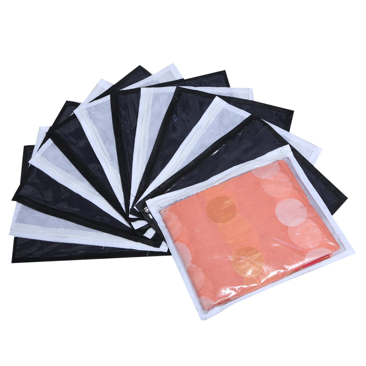 FOUNTINA Non Woven Polka Dots Packing Saree Cover Set of 12 Pcs (Cream)