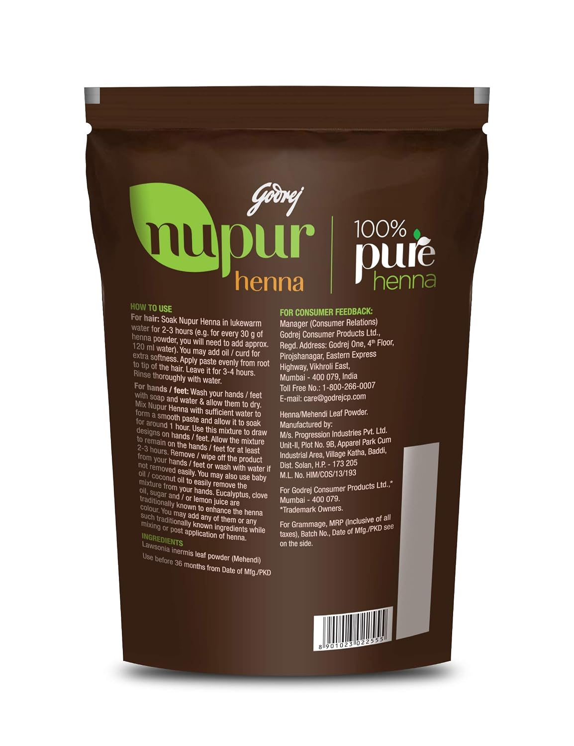 Godrej Locking Solutions and Systems Godrej Nupur 100% Natural Heena 200 Gm Pouch