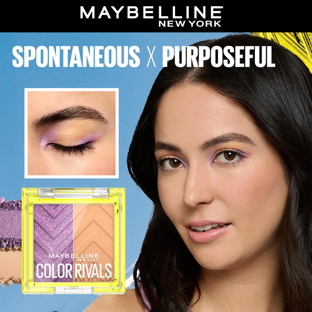 Maybelline Color Rivals Longwear Duo Eyeshadow: Spontenous x Purposeful | Long lasting, Sweatproof, Waterproof, 3g
