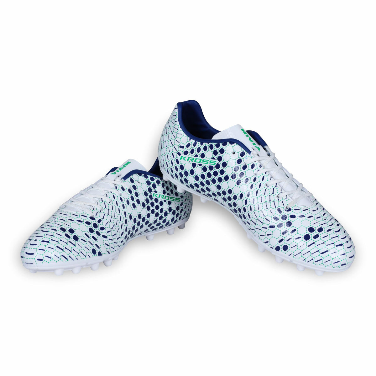 Nivia Kross Football Shoe/Sports and Soccer Shoe/Comfortable and Lightweight White/Blue 10 UK