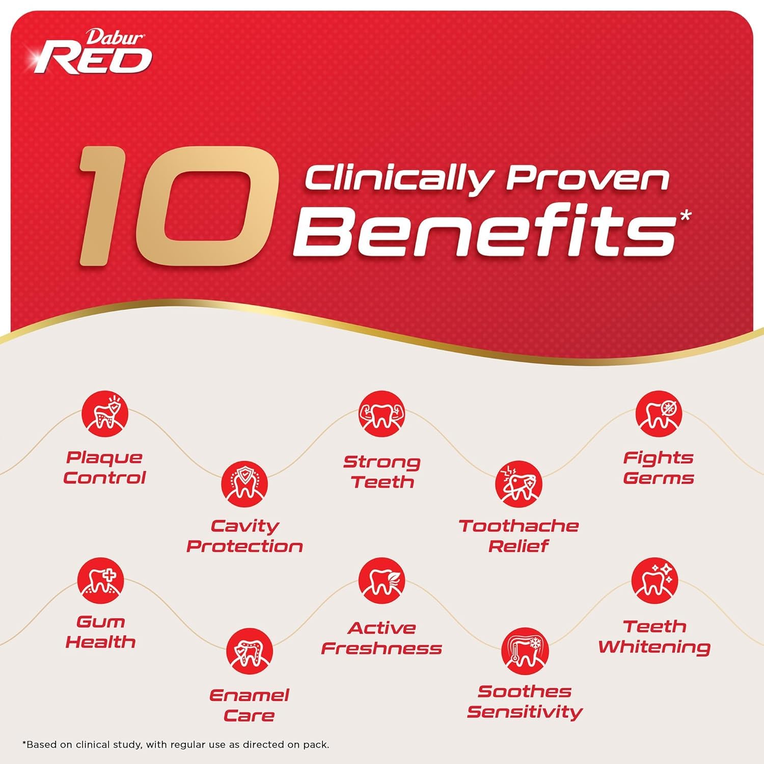 DABUR Cavity Protection, Eliminates Bad Breath, Plaque Removal, Gingivitis Prevention, Anti-Bacterial Red Paste 500g
