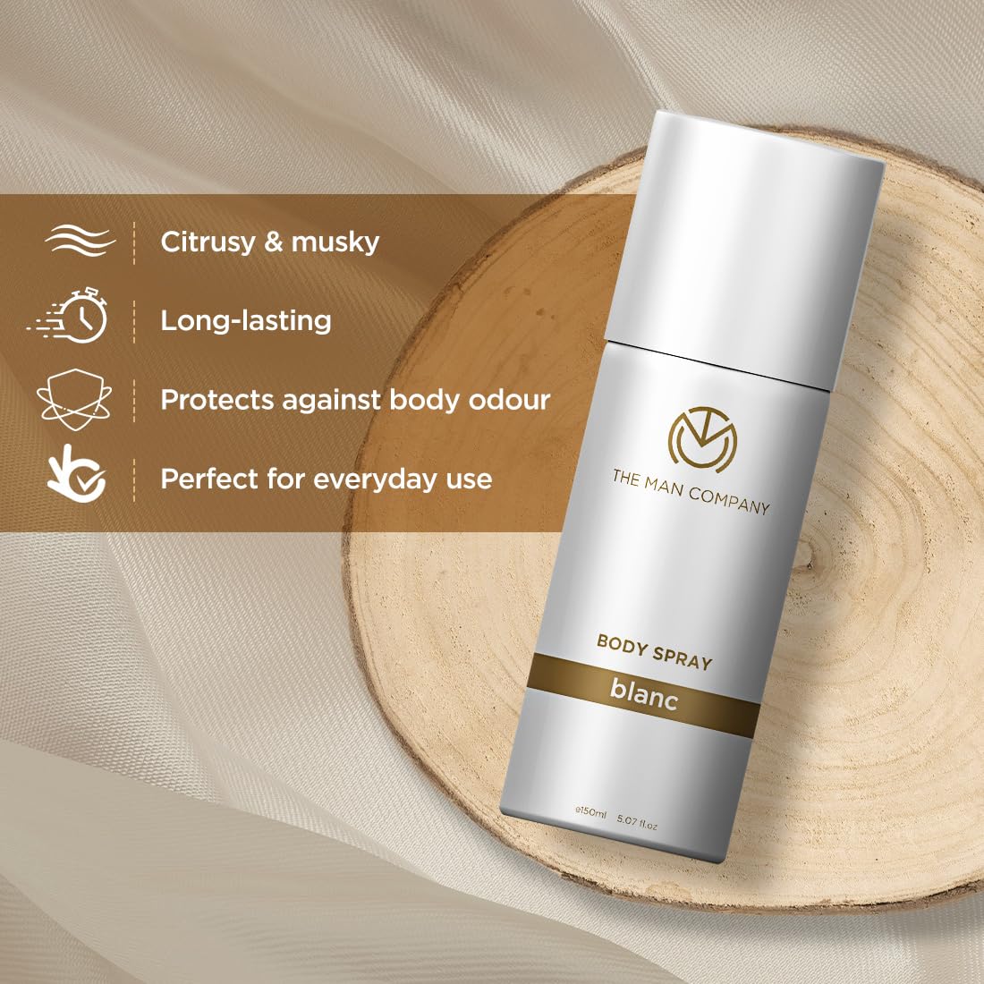The Man Company Blanc Lemon Deodorant For Men - 150Ml | Premium Long-Lasting Fragrance Body Spray | Perfect Deo For Everyday Use | Gift For Him