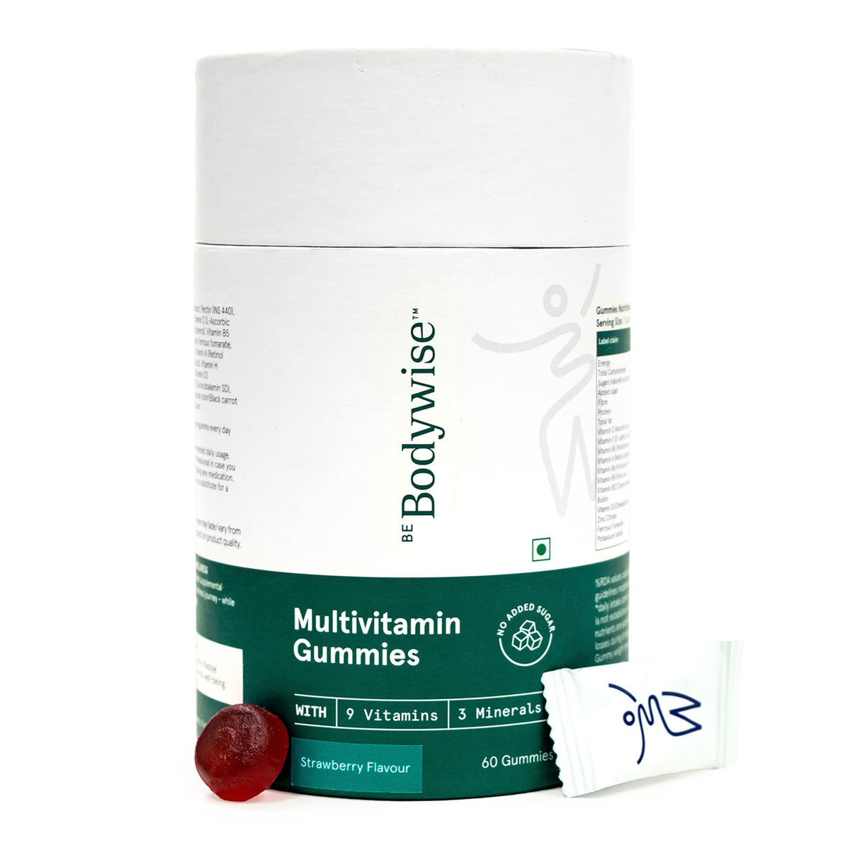 Be Bodywise Multivitamin Gummies | 60 Day Pack | With Fibre, Zinc, Iron & Biotin | Vitamin D3, B6, E & A | Boosts Energy & Stamina, Improves Immunity & Skin Hea