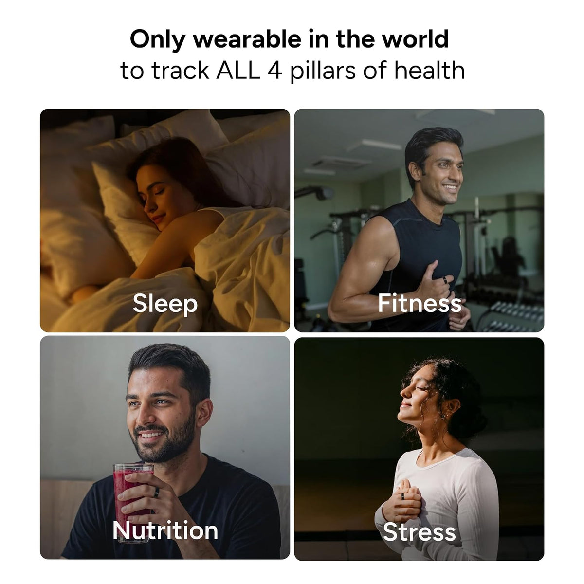 Gabit Smart Ring | Buy Sizing Kit First | AI Health & Fitness Tracker, Men, Women | Sleep, Stress, Nutrition, Steps, Heart Rate,VO2 Max | 7-10 Day Battery, Tita