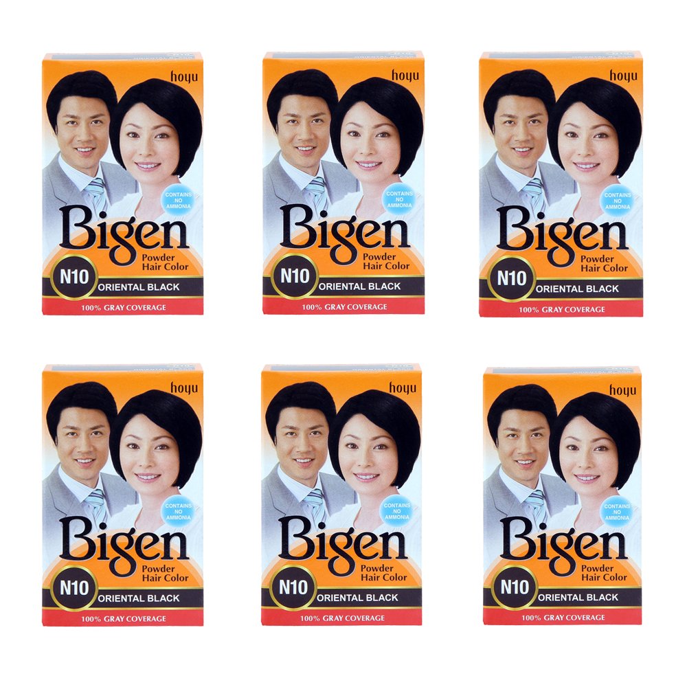 Bigen Powder Hair Color, Oriental Black N10 - Pack of 6 (Combo Set) 6 Pc Black