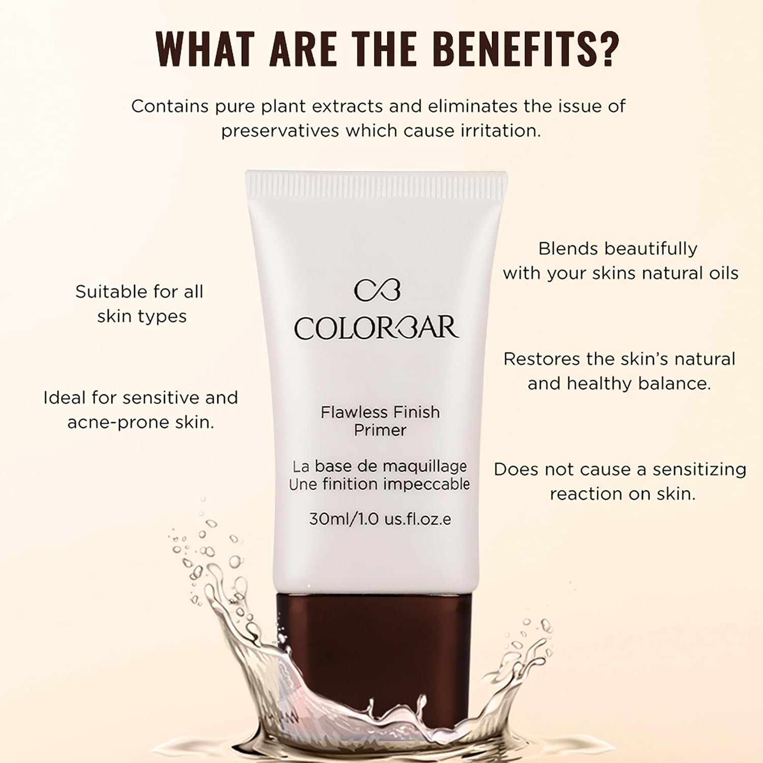 Colorbar Cosmetics Flawless Finish Primer 30 ml, Transparent |Moisturizes Skin | Gel based light weight formula |Provides Radiant & Smooth Finish