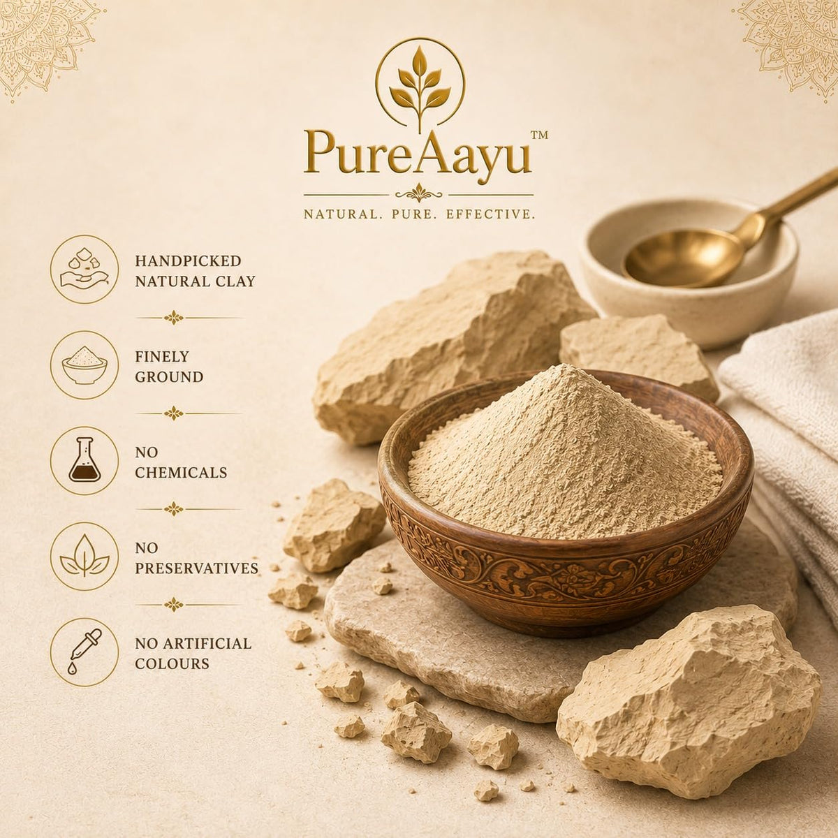 Natural Multani Mitti Powder 250g | Fuller’s Earth Clay for Face Pack & Hair Pack | Deep Cleansing Face Care for Oily Skin, Dirt & Excess Sebum | Skin & Scalp C