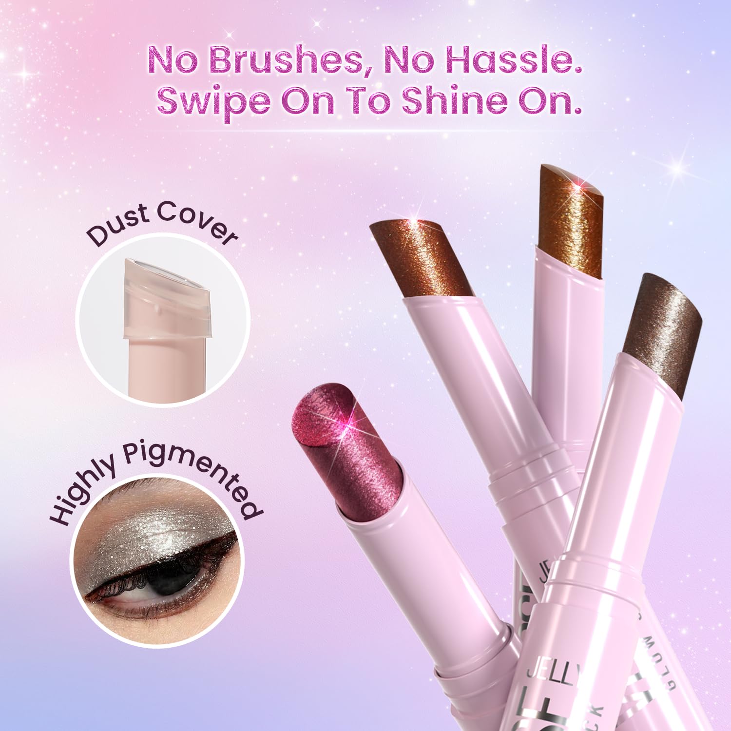 Swiss Beauty Jelly Verse Eyeshadow Glow Stick | Rich Colour Payoff | Crease-Proof | Sparkling Shine | 6 Stellar Shades | Shade- 4. Moon Drip, 3g