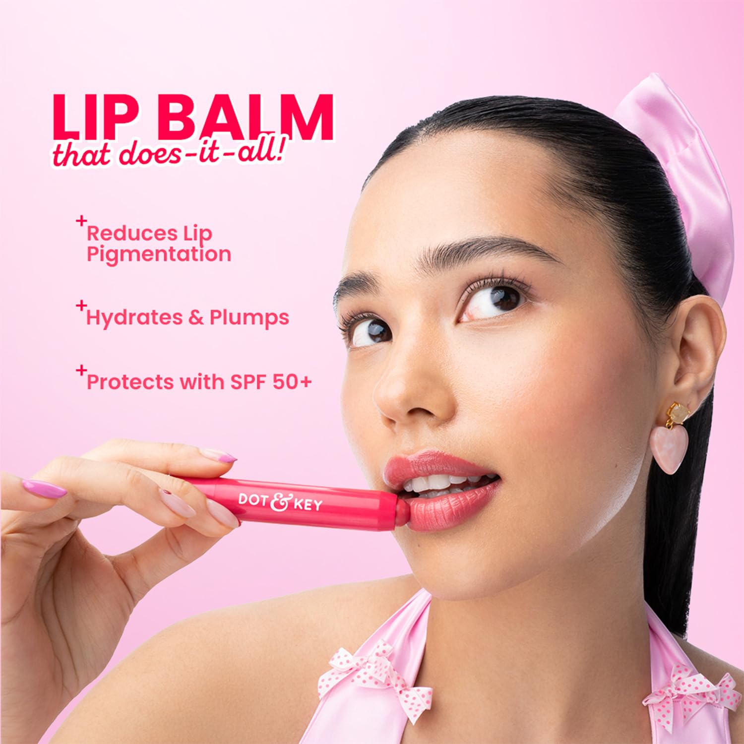 Dot & Key Meltie Lip Balm SPF 50+++ In-Vivo Tested With 2% Kojic & Vitamin C | Hydrates Dry, Chapped Lips, Lightens Pigmentation, Brightens Lips | With Shea & Mango Butters, Peptide Infused | Strawberry Glaze | 4g