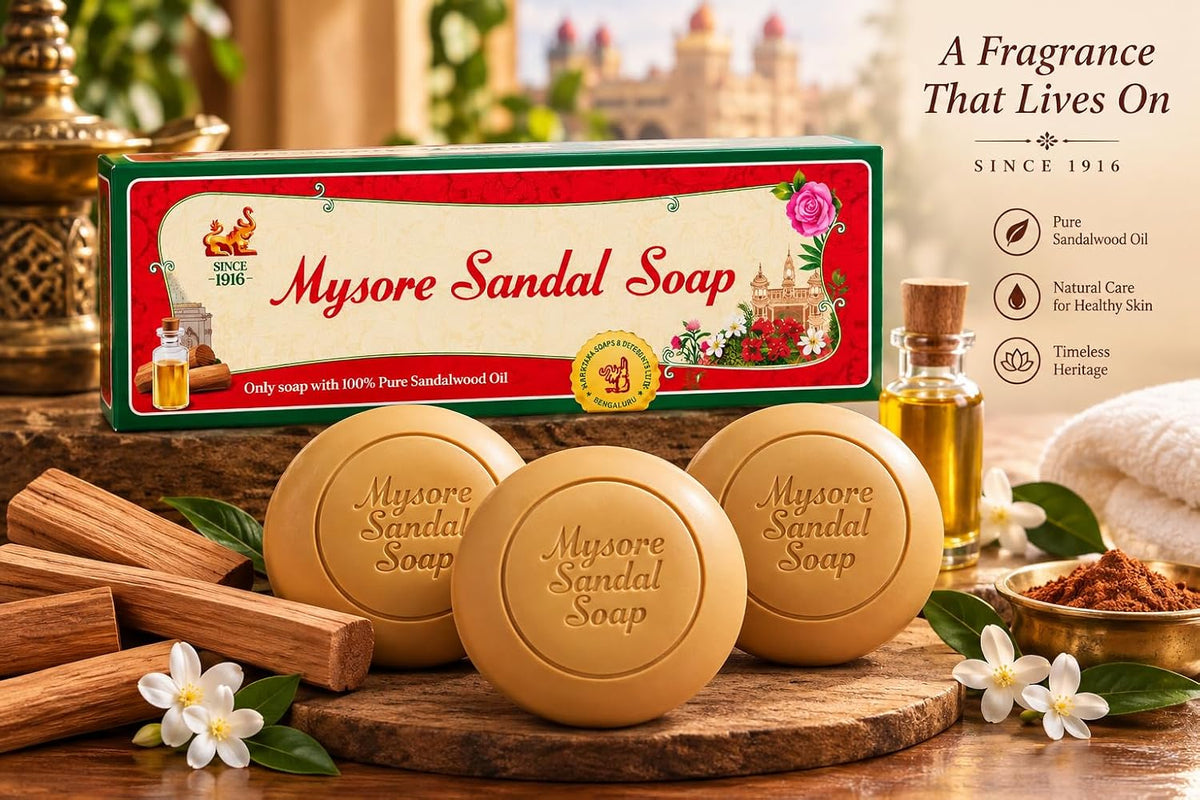 Mysore Sandal Original Bathing Soap 450g (150g x Pack of 3) | Sandalwood | Natural Moisturising Bath Soap