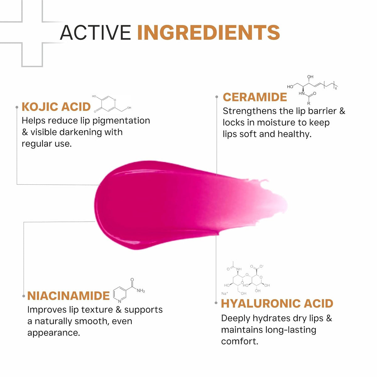 DERMATOUCH Kojic Acid Ceramide SPF 50 PA+++ Tinted Pink Lip Balm - 5g | Moisturizing • Sun Protection • Nourishing | Reduces Pigmentation & Heals Dry Lips