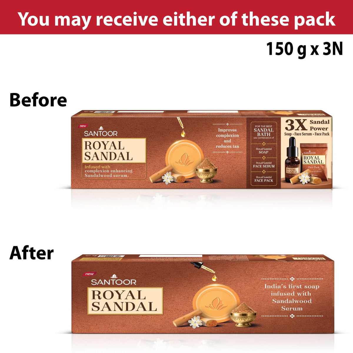 Santoor Royal Sandal Soap | Infused with Sandalwood Serum | Tan Removal | 100% Pure Sandalwood Oil & Powder | Helps Reduce Tan for Even-Toned, Glowing Skin | 15