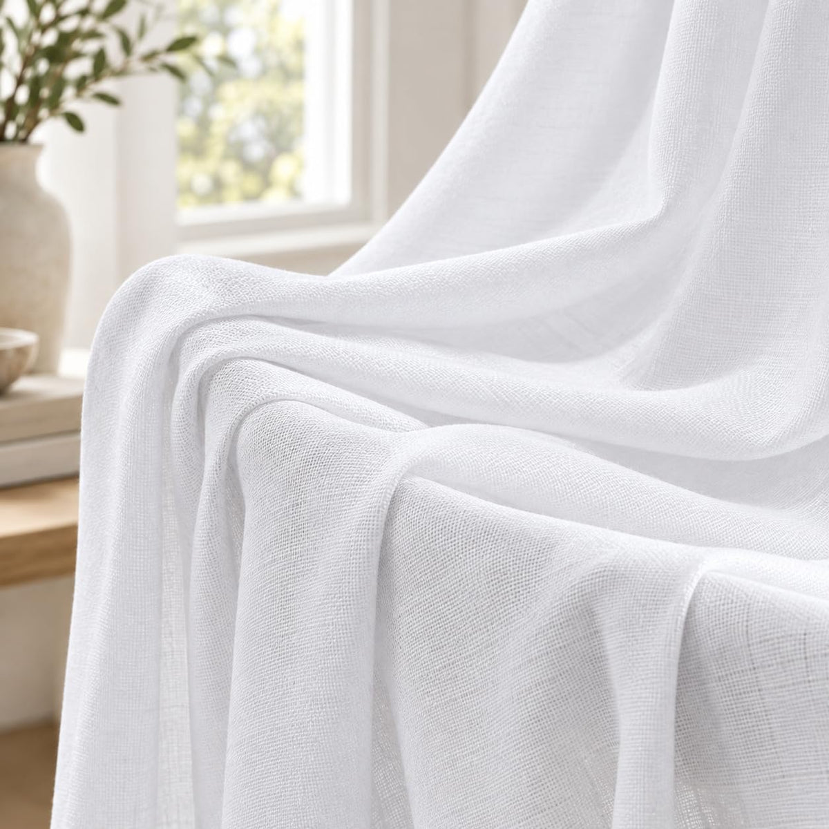 Farmhouse Curtains 50x84 inch White Textured Slub,Bathroom Curtains,Bathroom Window Curtains,84inch Curtain,Cotton Curtains,tab top Curtains,White Cotton Curtai