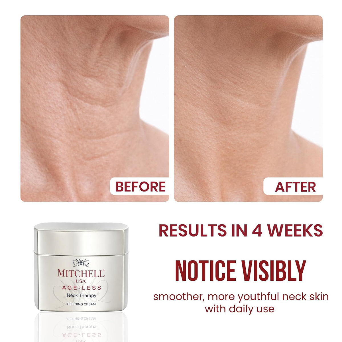 Mitchell USA Anti-Aging Neck Therapy Cream – Firms & Smooths Neck Skin, Reduces Fine Lines | With Lotus Seed Extract & Cocoa Butter | For All Skin Types | 50 g