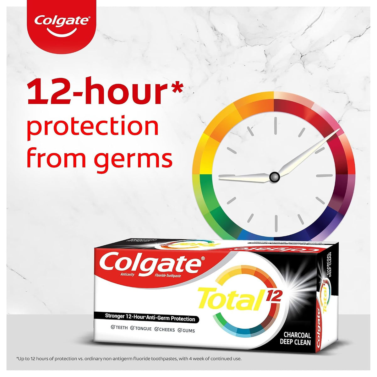 Colgate Total Whole Mouth Health, Antibacterial Toothpaste, 120gm (Charcoal Deep Clean) 120 g (Pack of 1)