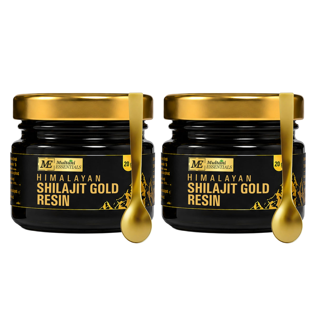 Multani Essentials Himalayan Shilajit Gold Resin 20gm (Pack of 2) – with Ashwagandha, Safed Musli, Gokhru & Gold Extract – Boosts Strength, Stamina, Vitality &