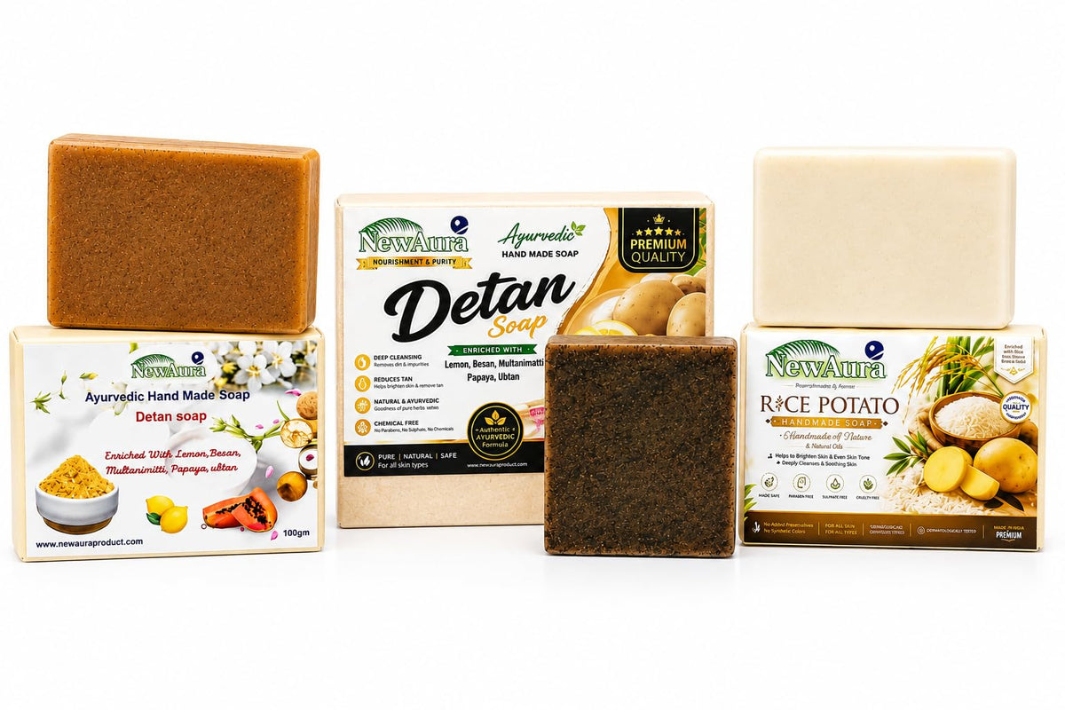 Ghar Ka Magic NewAura Detan Ayurvedic Handmade Soap Combo Pack 300g
