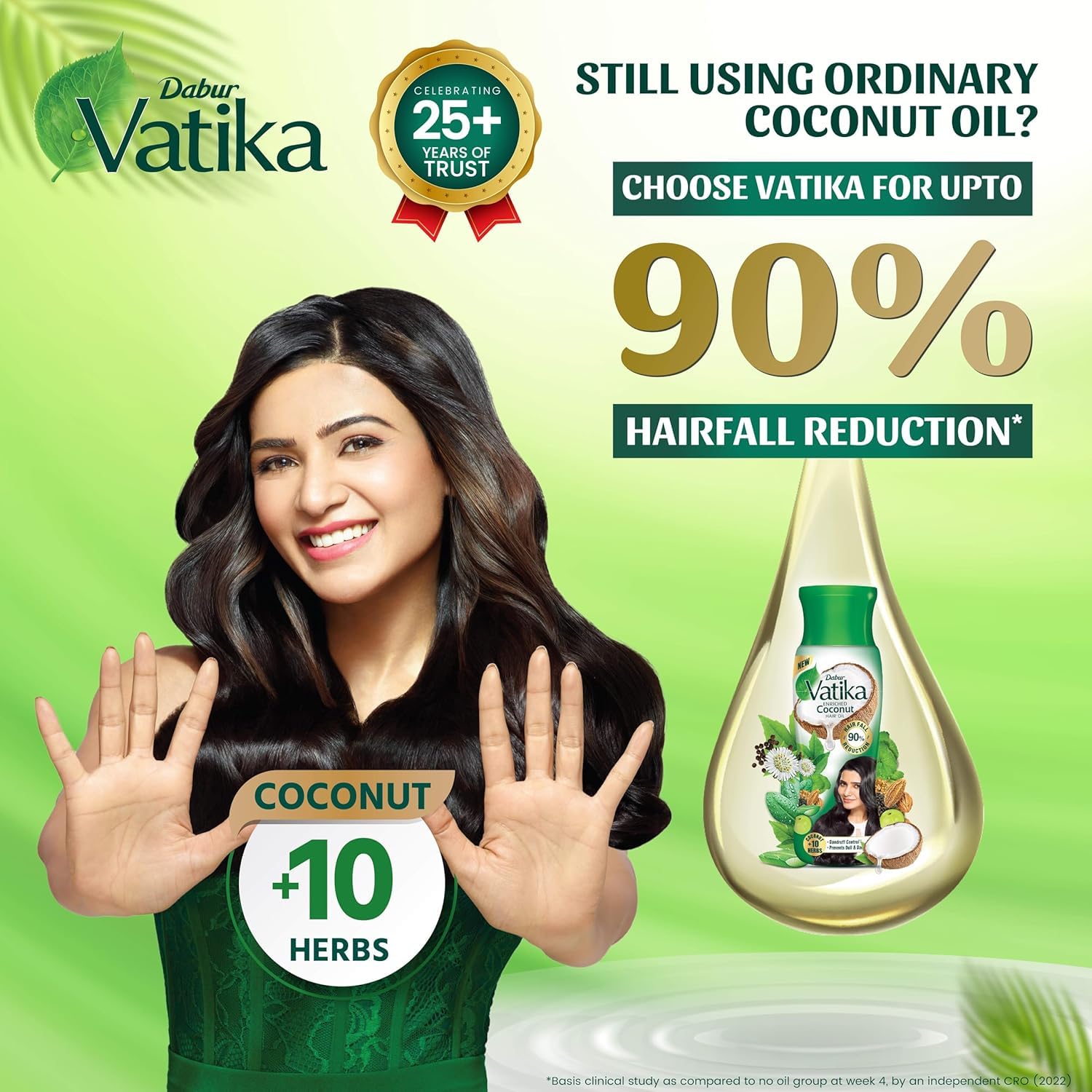 Dabur Vatika Enriched Coconut Hair Oil - 405 ml | For Strong, Thick & Shiny Hair | Good for Scalp Health | Enriched with 10 Herbs