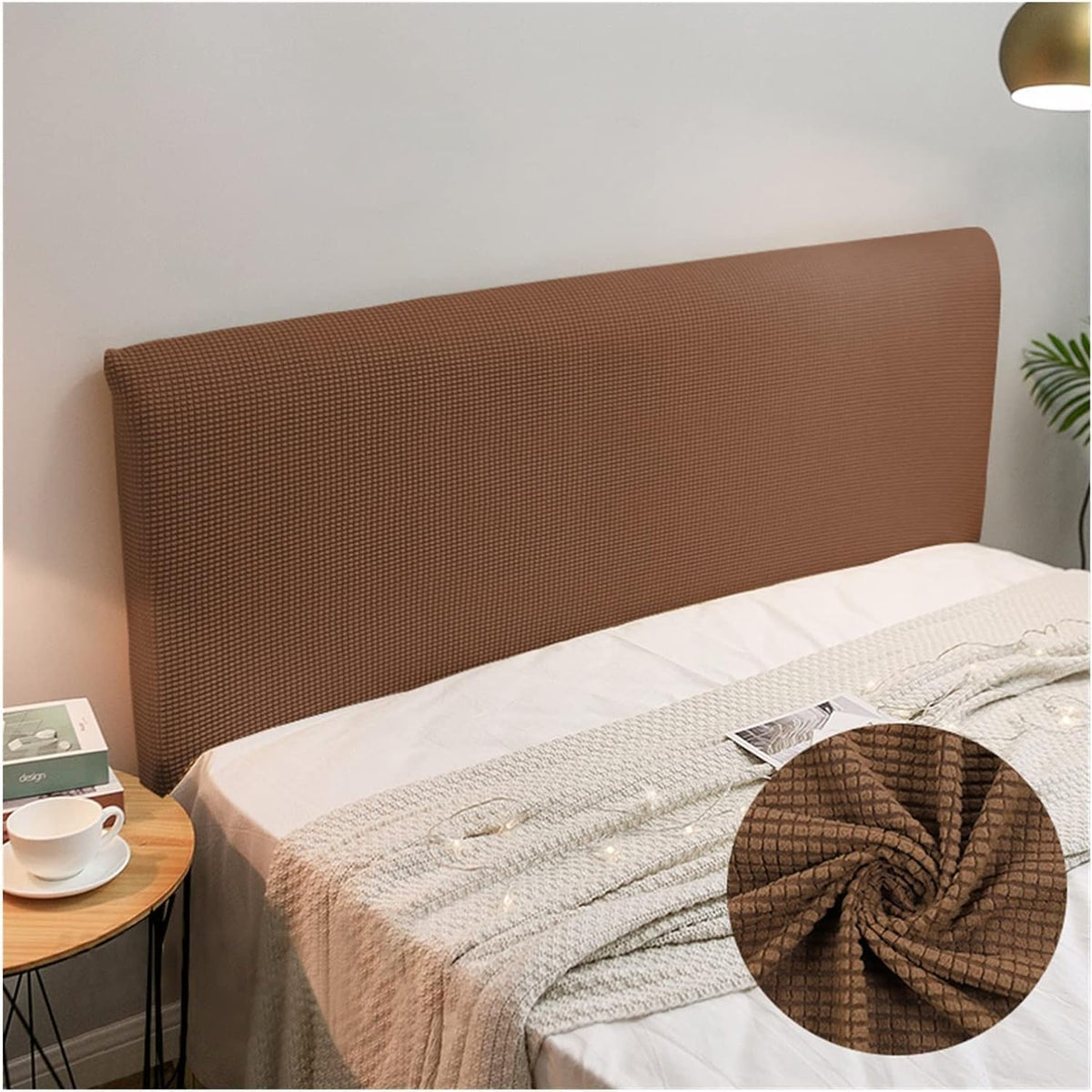 HOMETHREADS Stretchable Lycra/Velvet Headboard Cover | Soft, Dust-Proof & Wrinkle-Resistant Bed Back Protector | Fits Leather, Wooden & Fabric Bedsides | for 6f