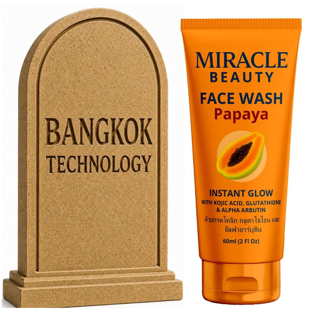 Miracle Beauty papaya Instant Glow wash gel with kojic care & gluthathion - papaya Instant Glow wash - acne for clear Lovely skin - face cleanser for women