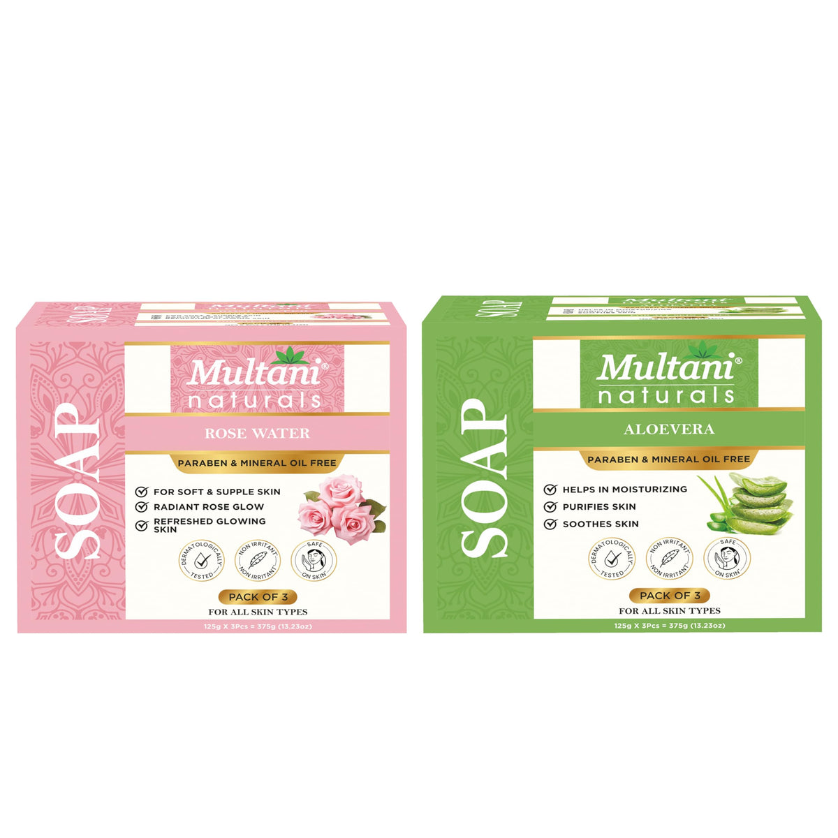 Multani Natural Orange Lemongrass & Rose Water Soap For Bath (125 Gm - Pack of 6) | Helps In Reducing Acne & Oil Control | Helps Revive Dull Skin & Refreshes Sk
