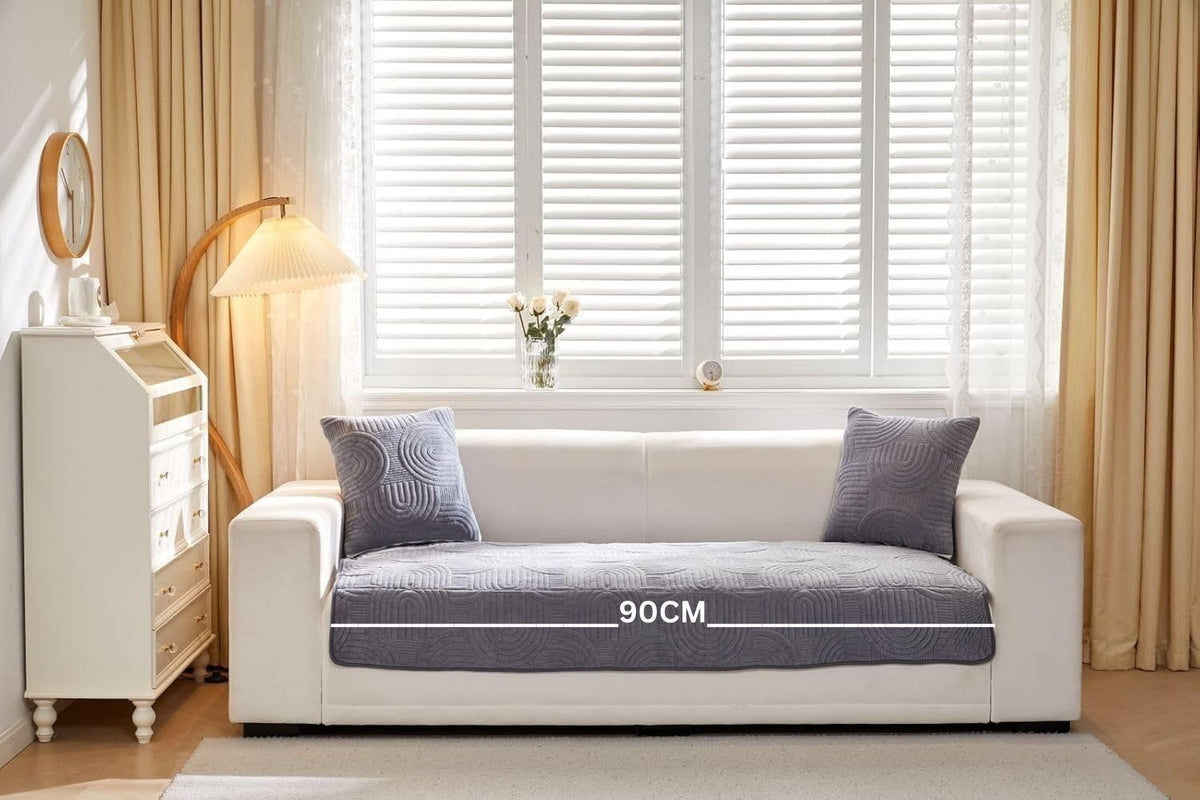 HOMETHREADS Couch/Sofa Covers | Luxurious Slipcover Solutions for Sofas, Armchairs, and Loveseats (Grey_Coco, 1 Seater Large| 70x90cm) Grey_Coco 1 Seater Large|