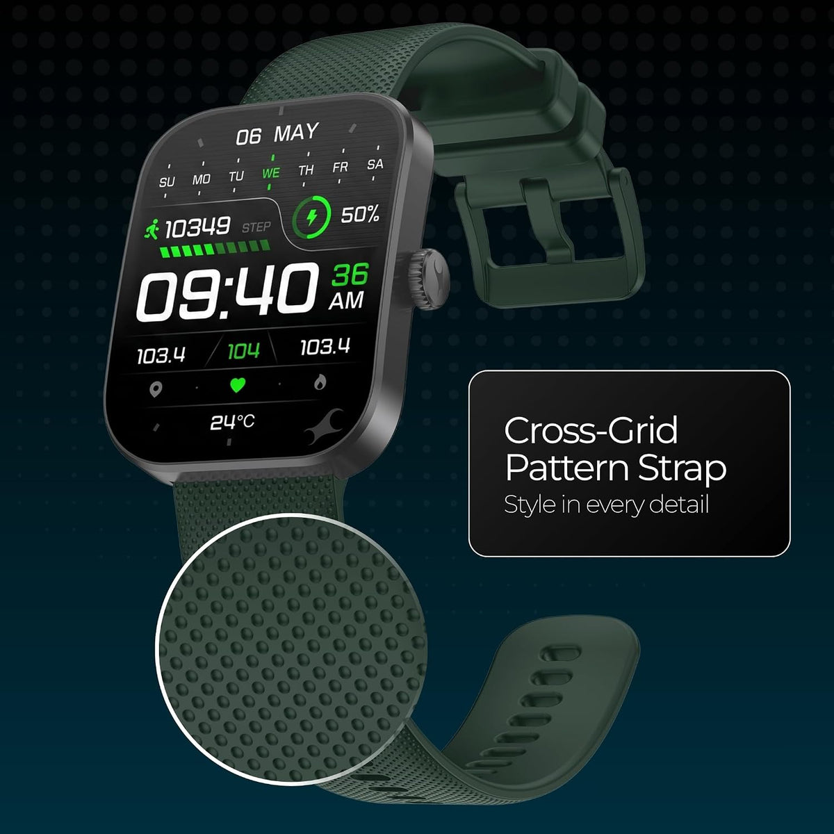 Fastrack Revoltt FS3 Smart Watch with 2.01” TFT Display,Push Button Interactions, HRM, SpO2, Sleep, Multiple Menu Style, Rotary Crown, IP68, BT calling, 24/7 He