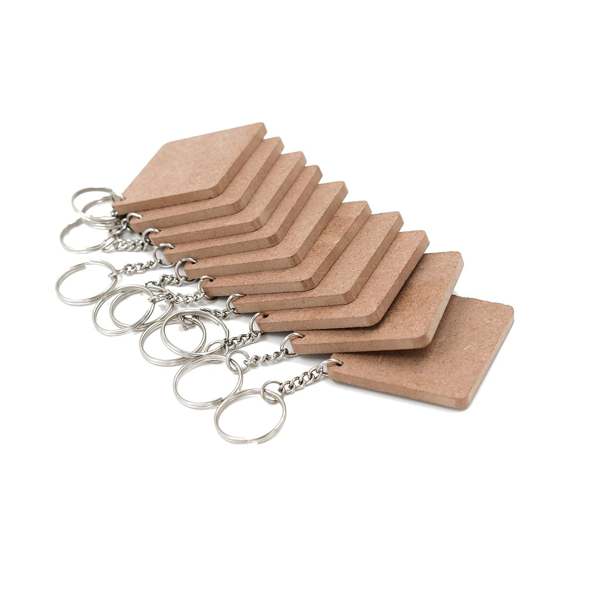 IVEI Diy Mdf Key Chains - Mdf Plain Square Key Chains - Set Of 20-2 In X 2 In (Non - Primer, Mixed), Beige Non - Primer Mixed