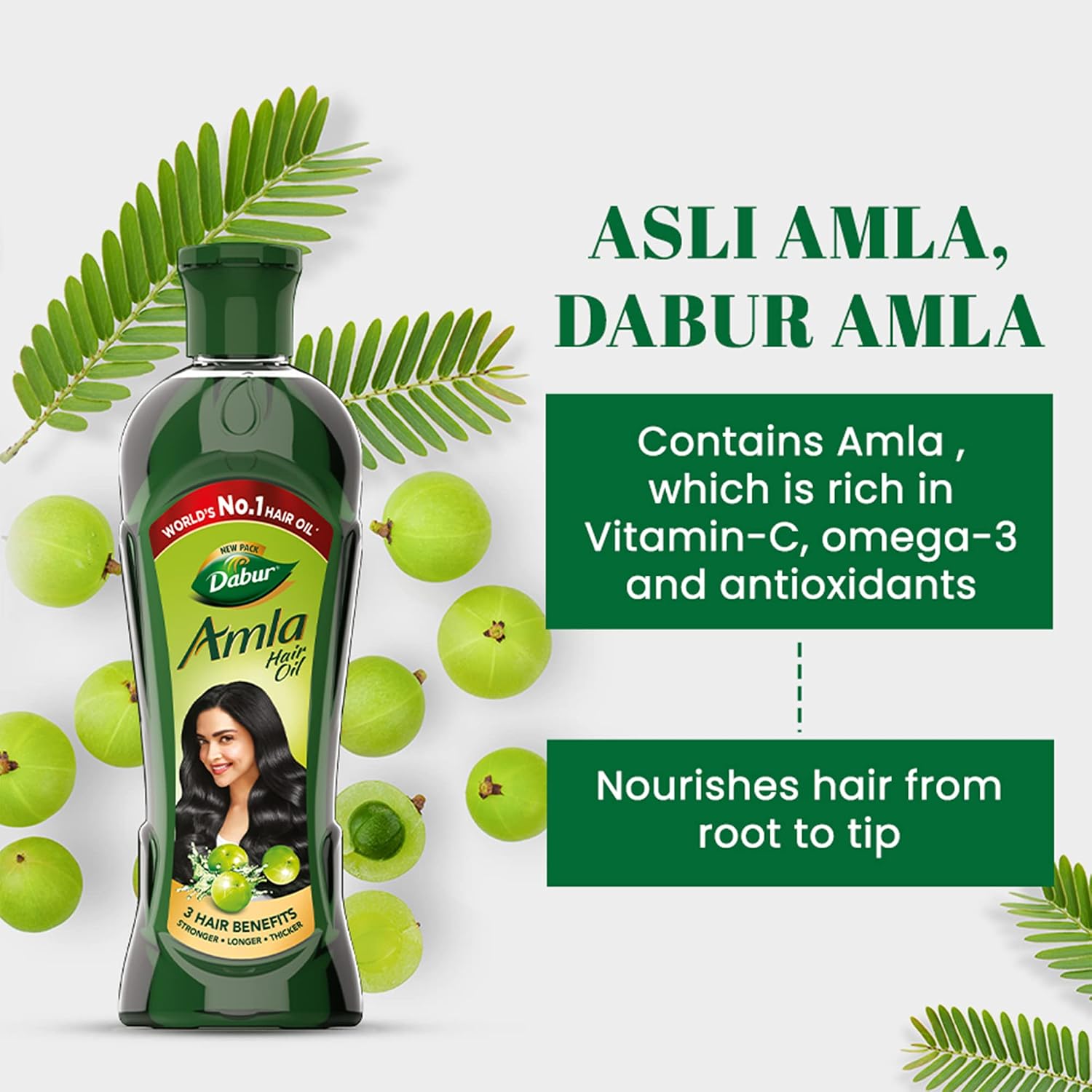 Dabur Amla Hair oil for Stronger, Longer and Thicker Hair -180ml