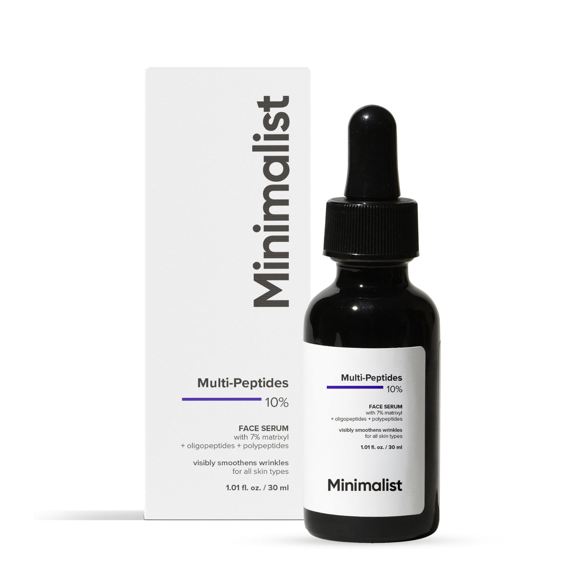 Minimalist Multi Peptide Night Face Serum for Ageless Younger Skin, 30 ml | Collagen Boosting, Hydrating & Overnight Repair Serum for Women & Men with 7% Matrix