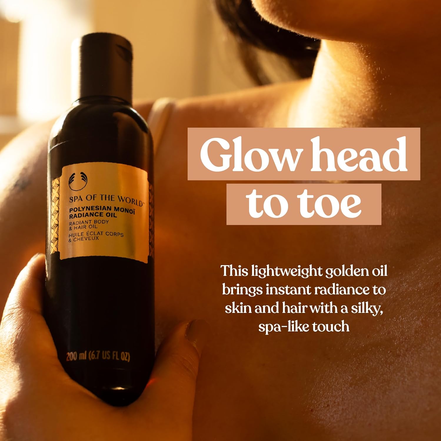 The Body Shop Polynesian Monoi Radiance Body & Hair Oil | Lightweight Oil for Glowing Hair and Skin | Delicate Floral Scent, Vegan, 200 ml / 6.7 oz