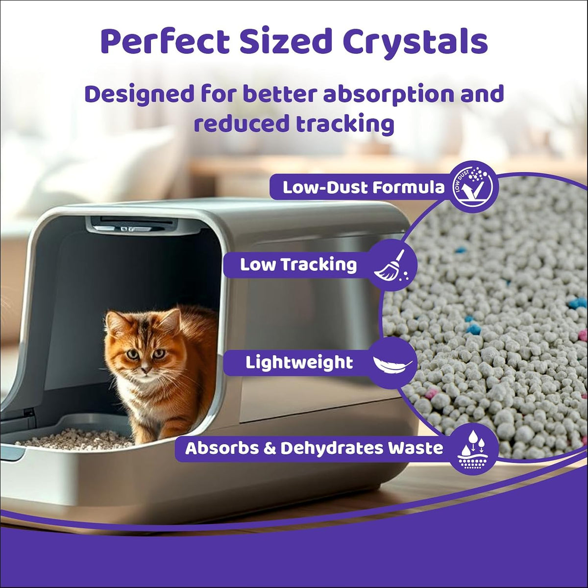 Petoska Lavender Cat Litter 5kg | 100% Natural Bentonite Clay | Clumping Cat Litter with Fast Odour Lock, Low Dust & Gentle on Paws, Premium 5kg Lavender Fragra