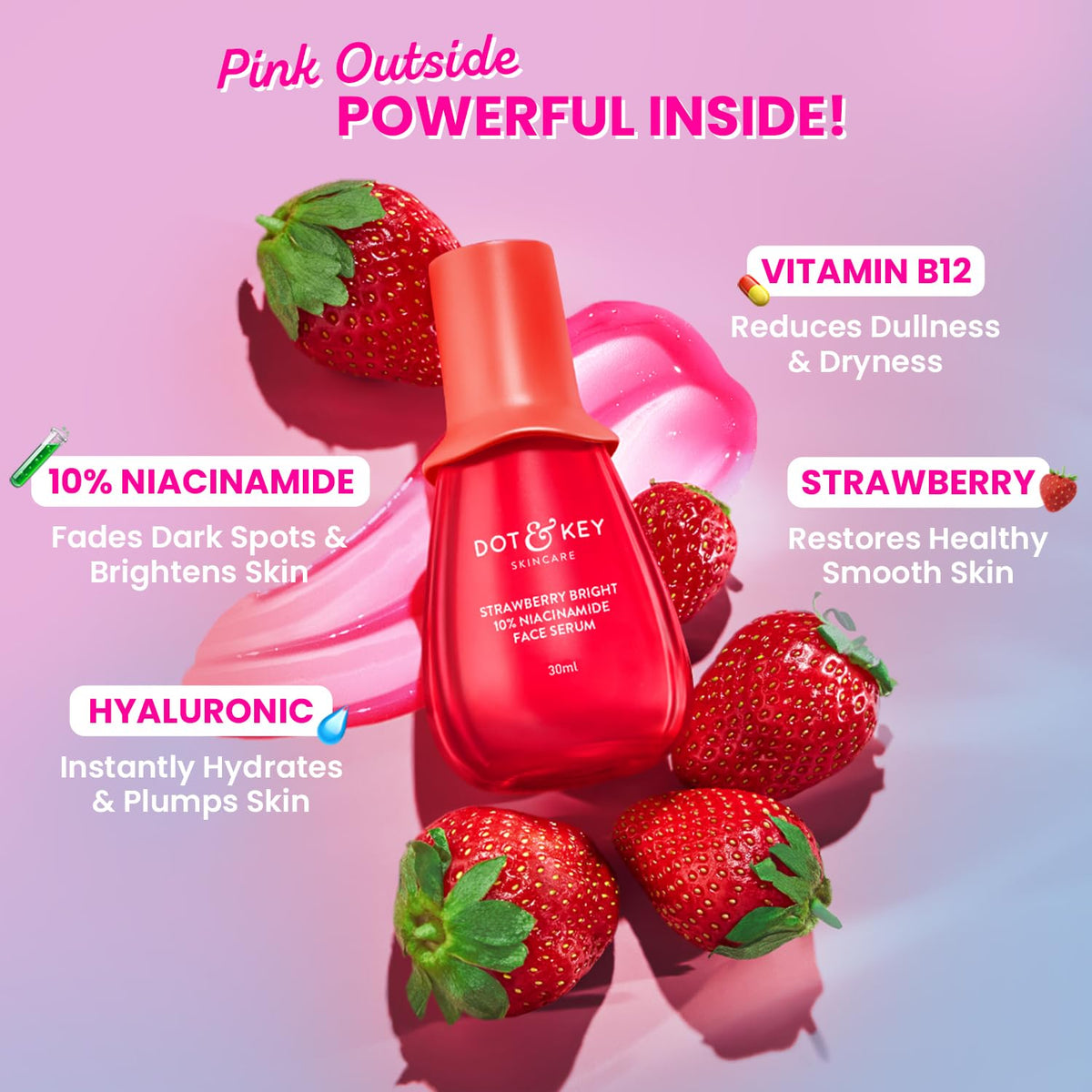 Dot & Key Strawberry Niacinamide Serum + Barrier Repair Toner Combo | Hyaluronic & Rice Water, Hydrates & Smoothes Skin | Fades Dark Spots, Hyperpigmentation &