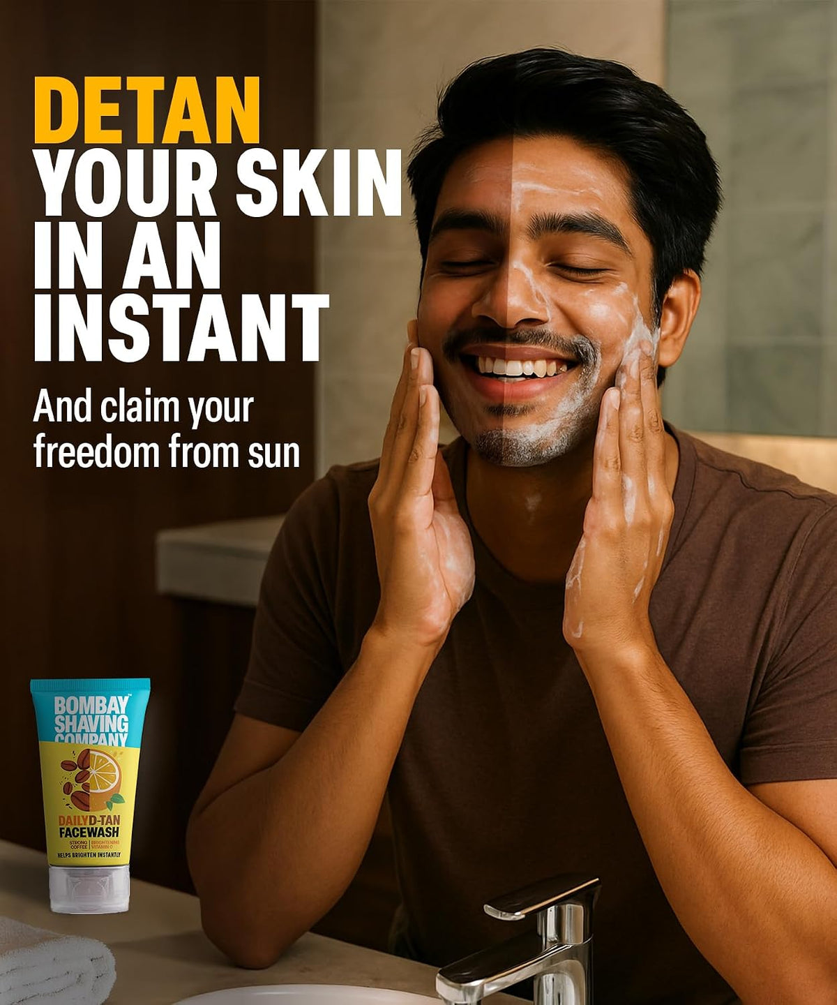 Bombay Shaving Co Daily Detan Face Wash for Men 100 g- Deep-Cleanses, De-Tans & Blackhead Removal | Made in India Coffee 100 g (Pack of 1)
