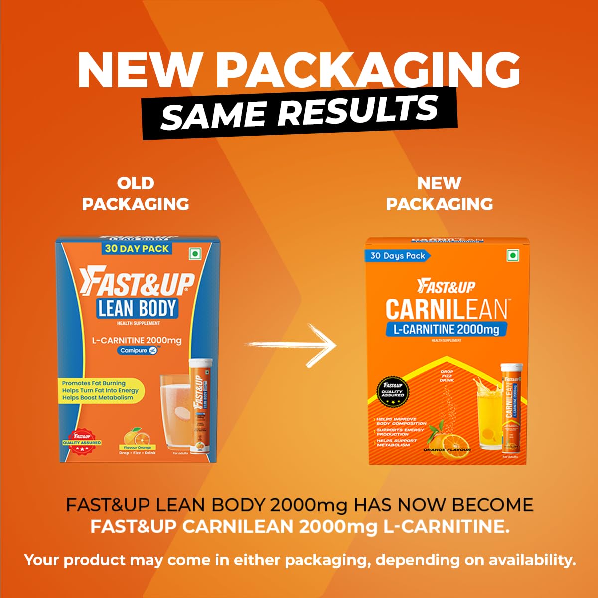 FAST&UP L-Carnitine 2000mg|Supports Weight Loss & Fat Burn|Orange|Pack of 3 Orange 20 count (Pack of 3)